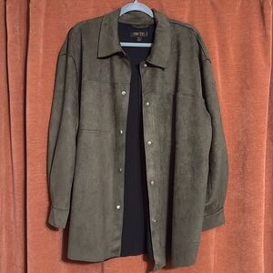 Faux Suede Snap Up Top